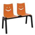 SMILE 2, dřevěná lavice do čekárny, 2-sedák, oranžová, kostra černá